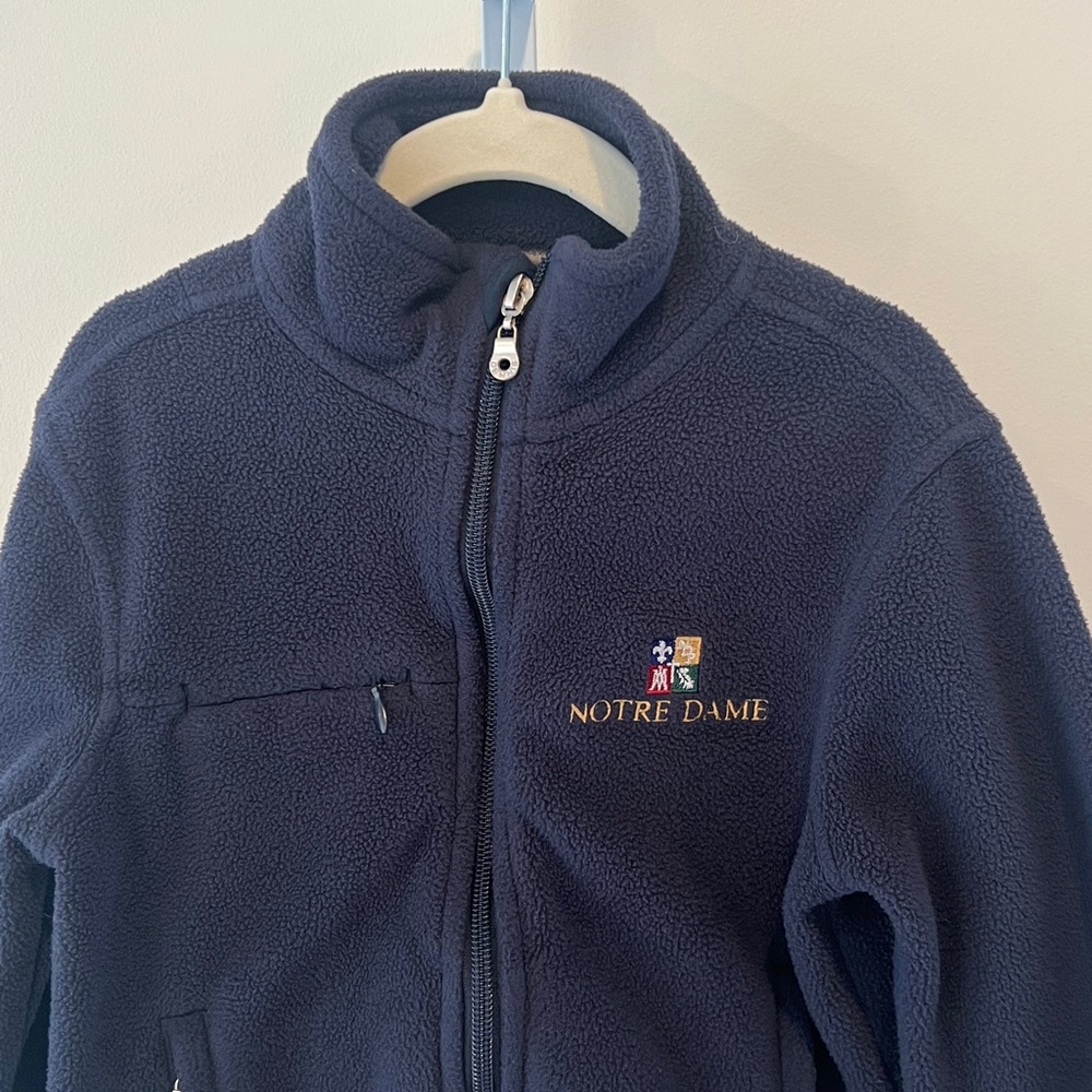Notre Dame Navy Embroidered Fleece Zip Up Jacket Youth Sz XS (5/6)